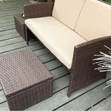 3-piece Outdoor Rattan Sofa Set with Cushions