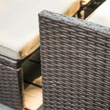 3-piece Outdoor Rattan Sofa Set with Cushions