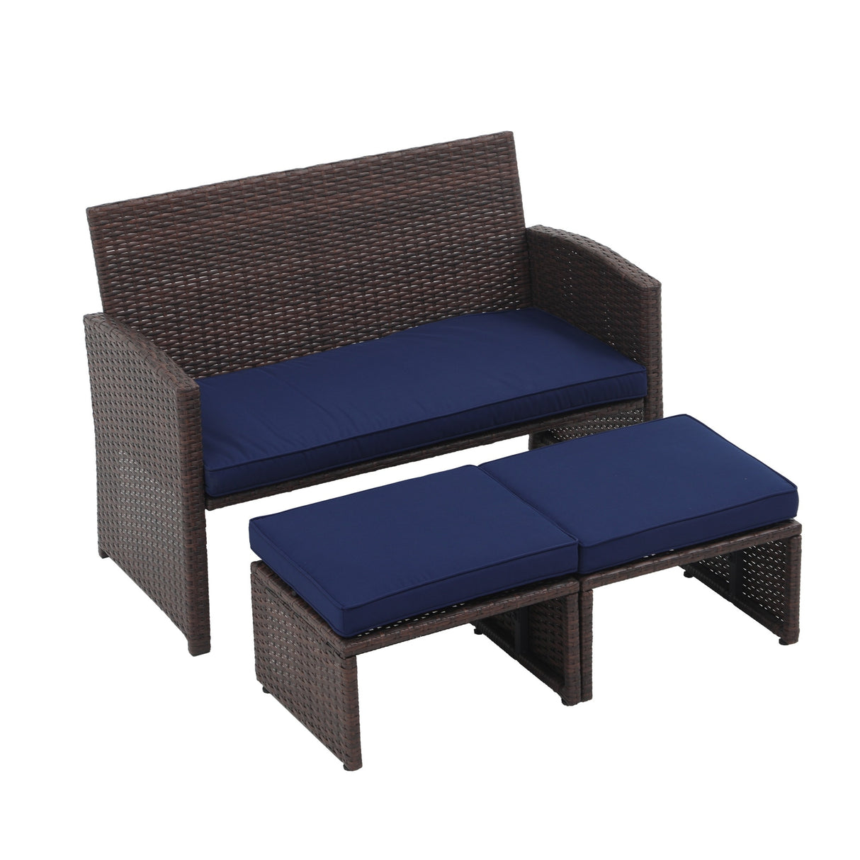 3-piece Outdoor Rattan Sofa Set with Cushions