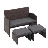 3-piece Outdoor Rattan Sofa Set with Cushions