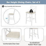 3 piece bar table set, 48-inch narrow table and 2 upholstered chairs, kitchen bar height Dining room set