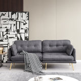 3 seat cotton linen fabric sofa with metal legs
