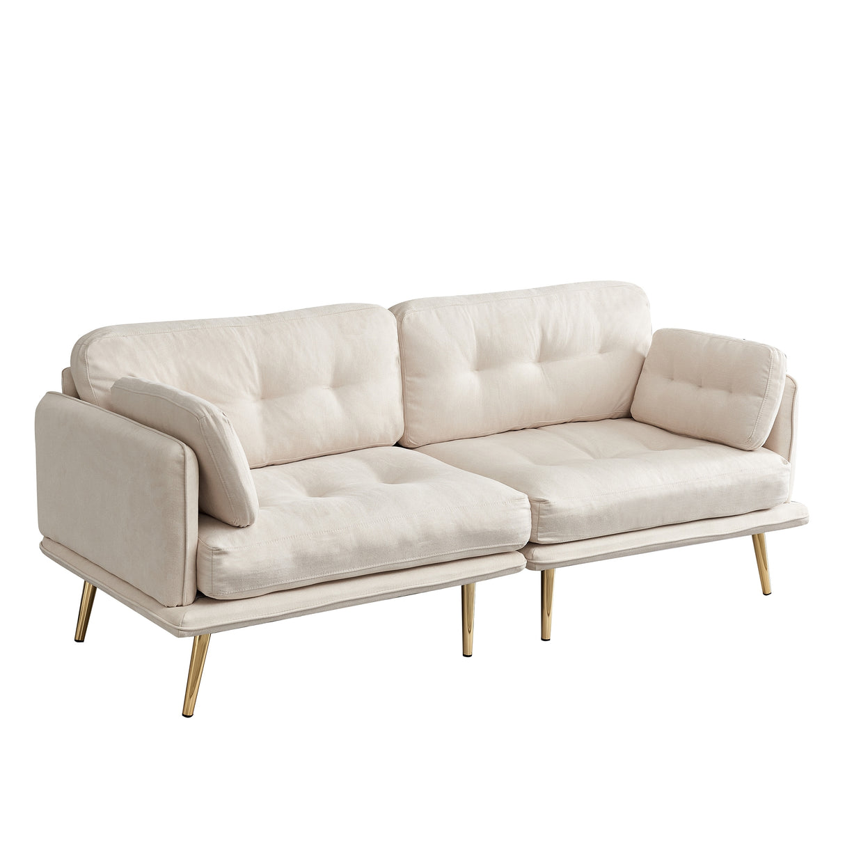 3 seat cotton linen fabric sofa with metal legs