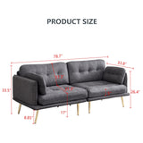 3 seat cotton linen fabric sofa with metal legs