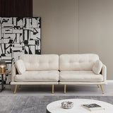 3 seat cotton linen fabric sofa with metal legs