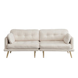 3 seat cotton linen fabric sofa with metal legs