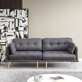 3 seat cotton linen fabric sofa with metal legs