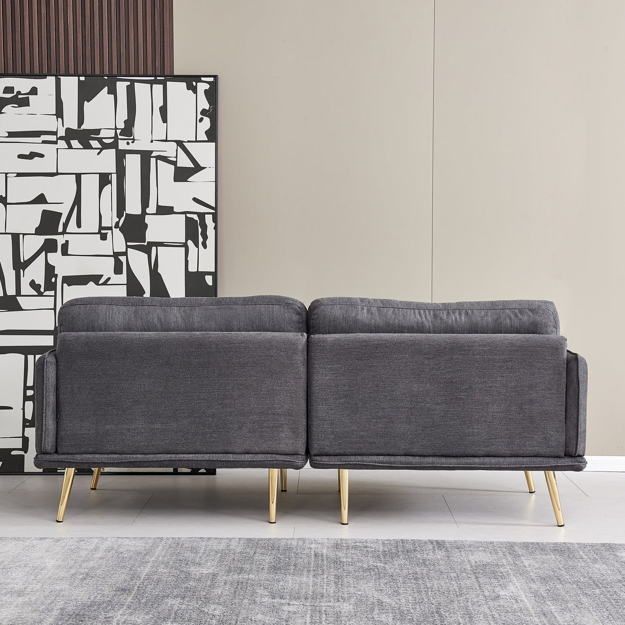 3 seat cotton linen fabric sofa with metal legs