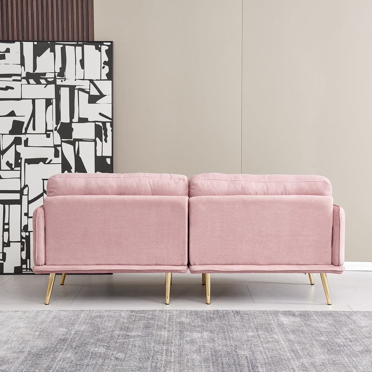 3 seat cotton linen fabric sofa with metal legs