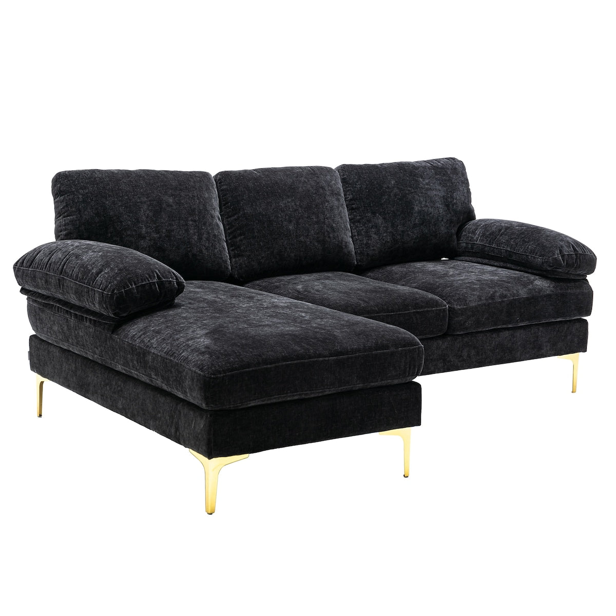 3-seater Sofa L-shape Polyester Padded Sectional Pillow Top Arms Sofa Chaise