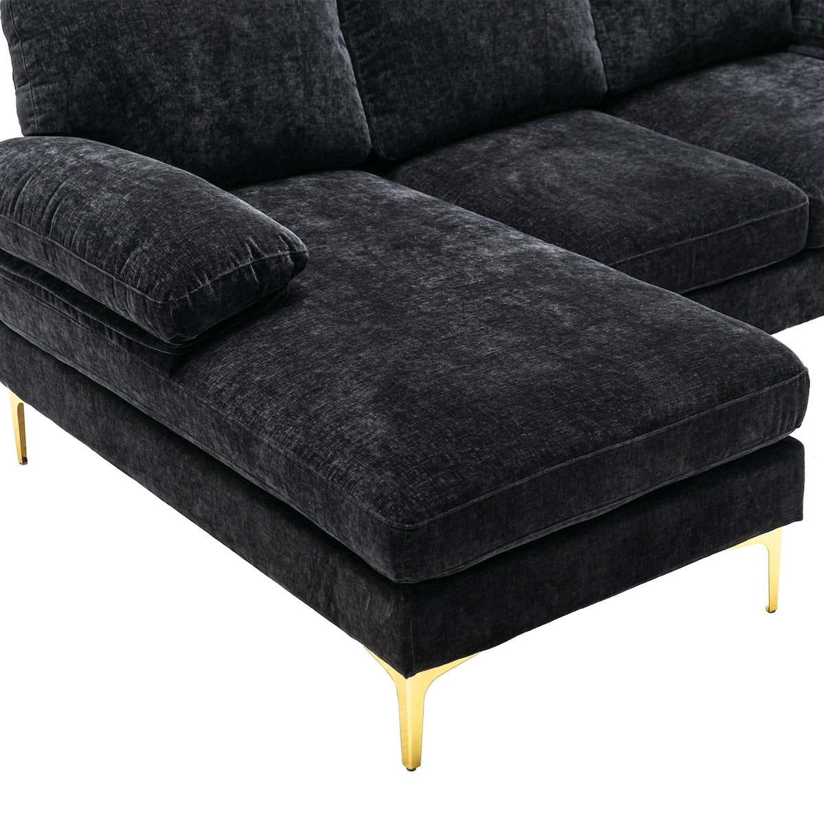 3-seater Sofa L-shape Polyester Padded Sectional Pillow Top Arms Sofa Chaise