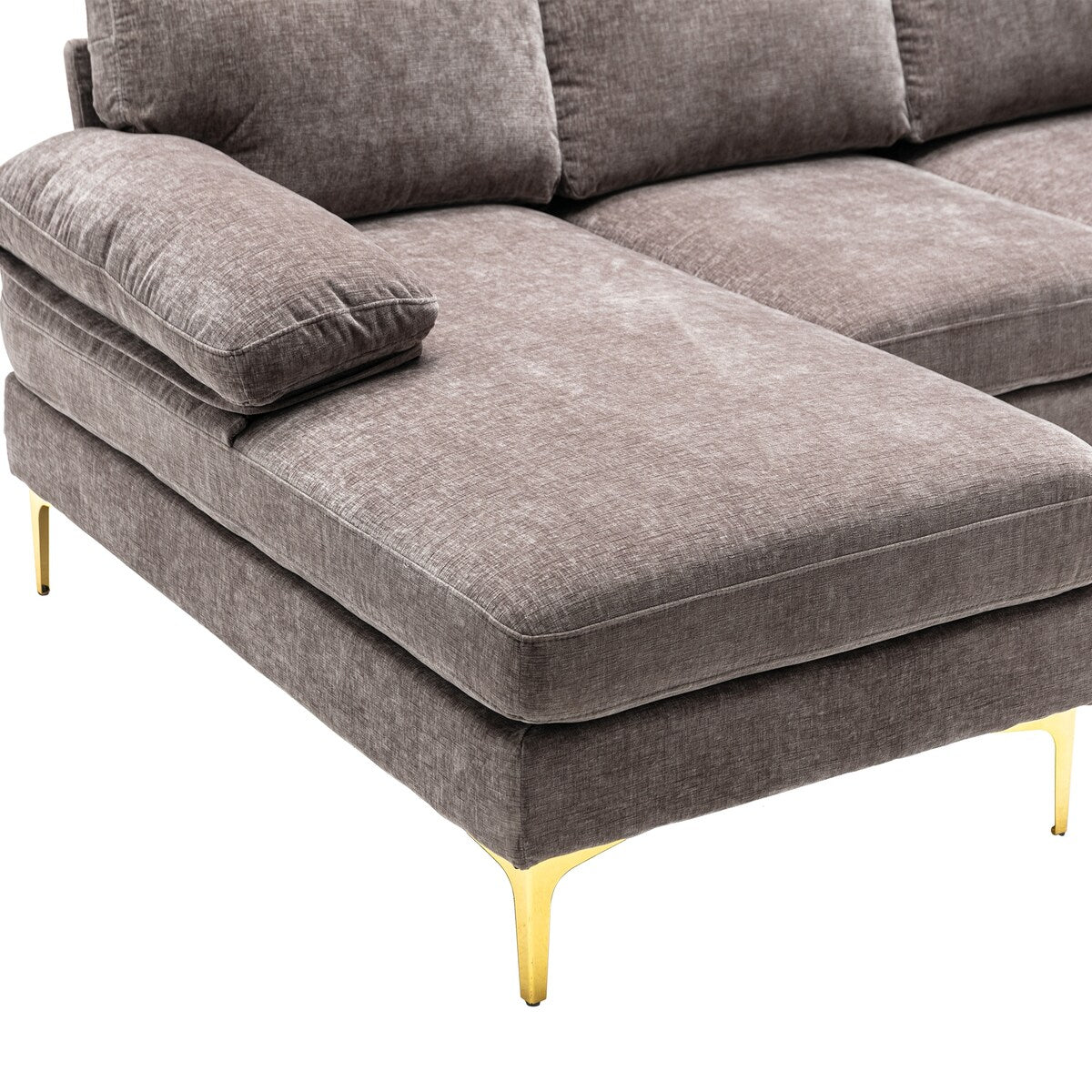 3-seater Sofa L-shape Polyester Padded Sectional Pillow Top Arms Sofa Chaise