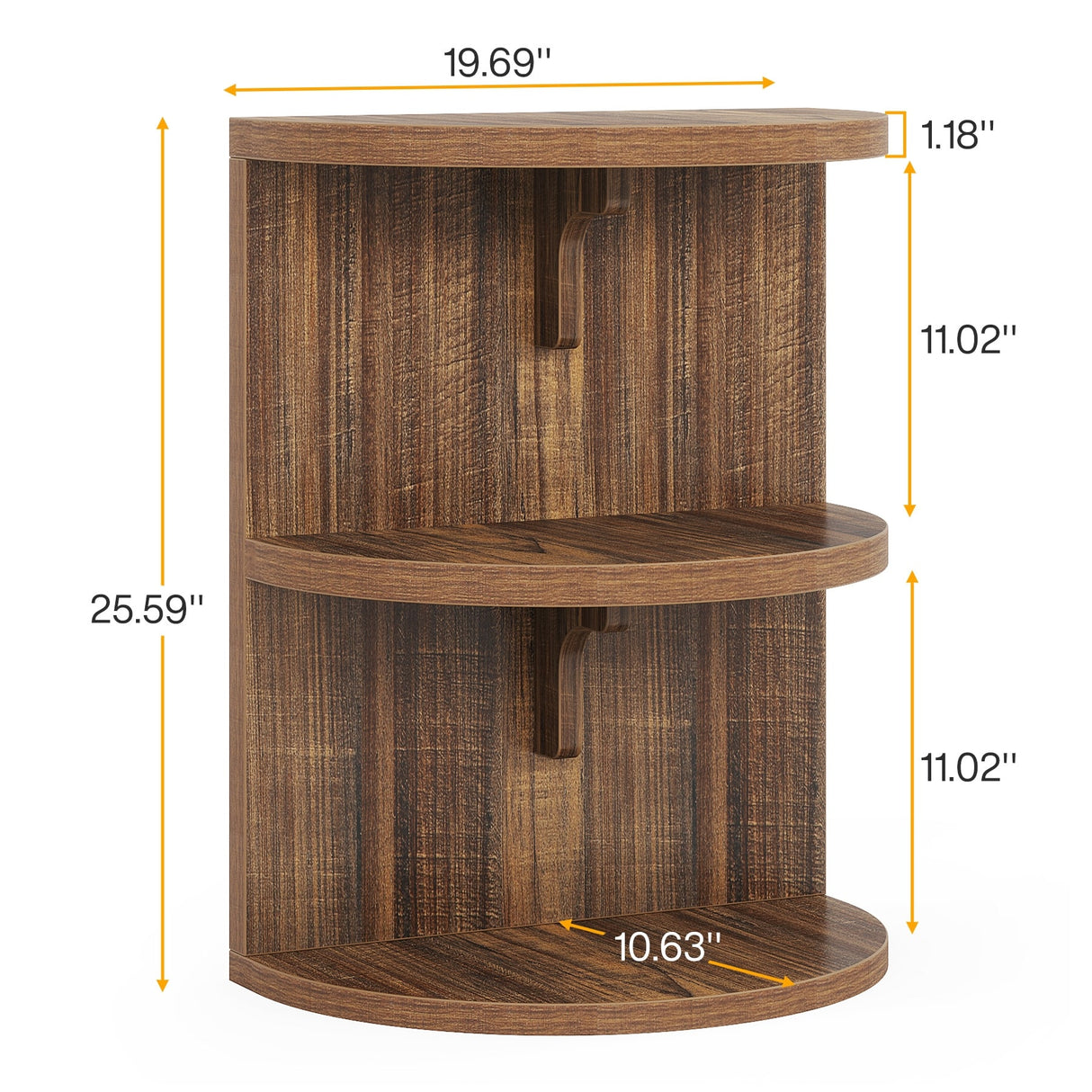 3-tier Half-round End Table, Semi-circular Side Table for Living Room