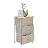 3-tier Vertical Dresser Storage Tower - Sturdy Steel Frame, Wood Top, Easy Pull Fabric Bins