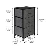 3-tier Vertical Dresser Storage Tower - Sturdy Steel Frame, Wood Top, Easy Pull Fabric Bins