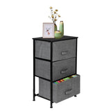 3-tier Vertical Dresser Storage Tower - Sturdy Steel Frame, Wood Top, Easy Pull Fabric Bins