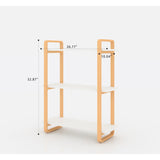 3-tiers Wood Bookcase, Wall Mount Open Bookshelf Furniture with Solid Wood Frame