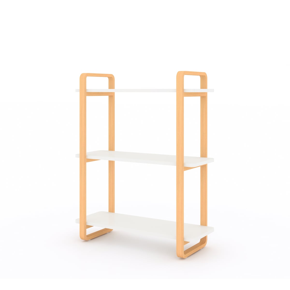 3-tiers Wood Bookcase, Wall Mount Open Bookshelf Furniture with Solid Wood Frame