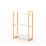 3-tiers Wood Bookcase, Wall Mount Open Bookshelf Furniture with Solid Wood Frame