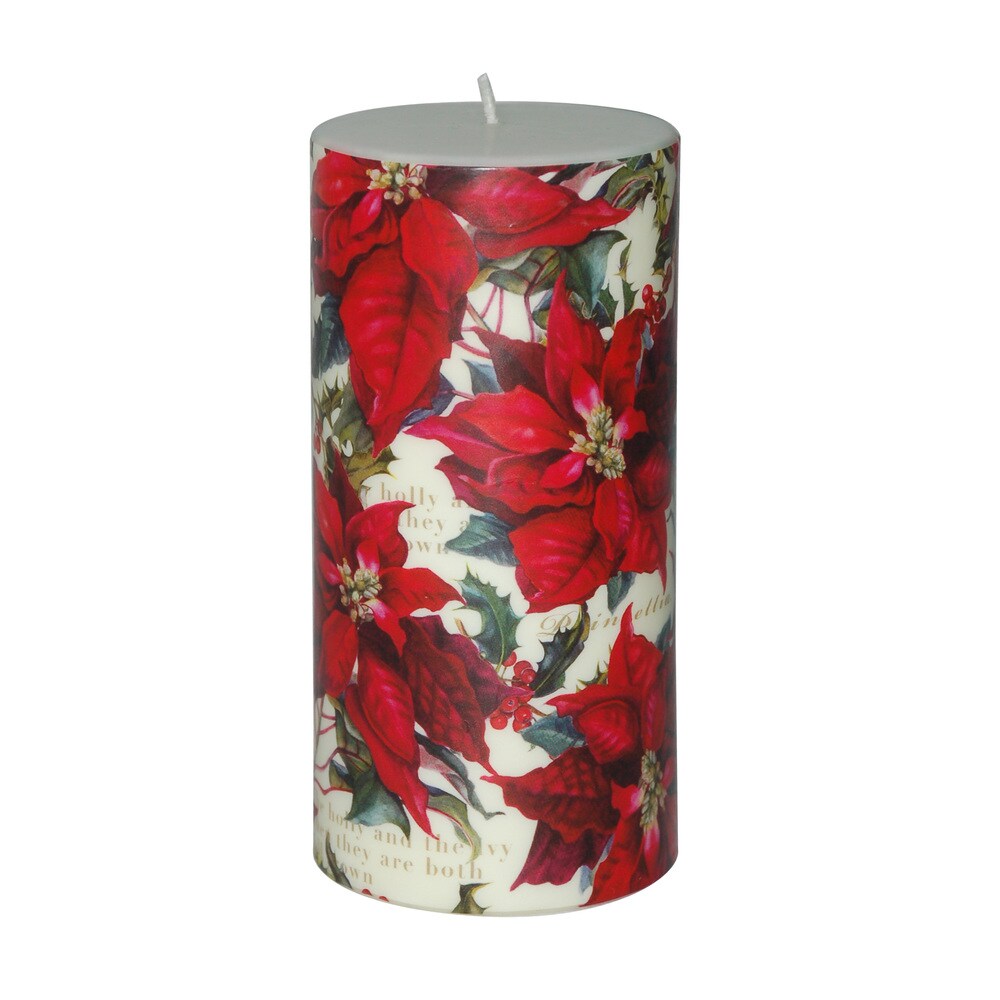3 x 6-inch Christmas Poinsettia Pillar Candles (Set of 4)