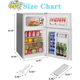 3.2 Cu.ft Compact Refrigerator Double Door Mini Fridge with Top Door