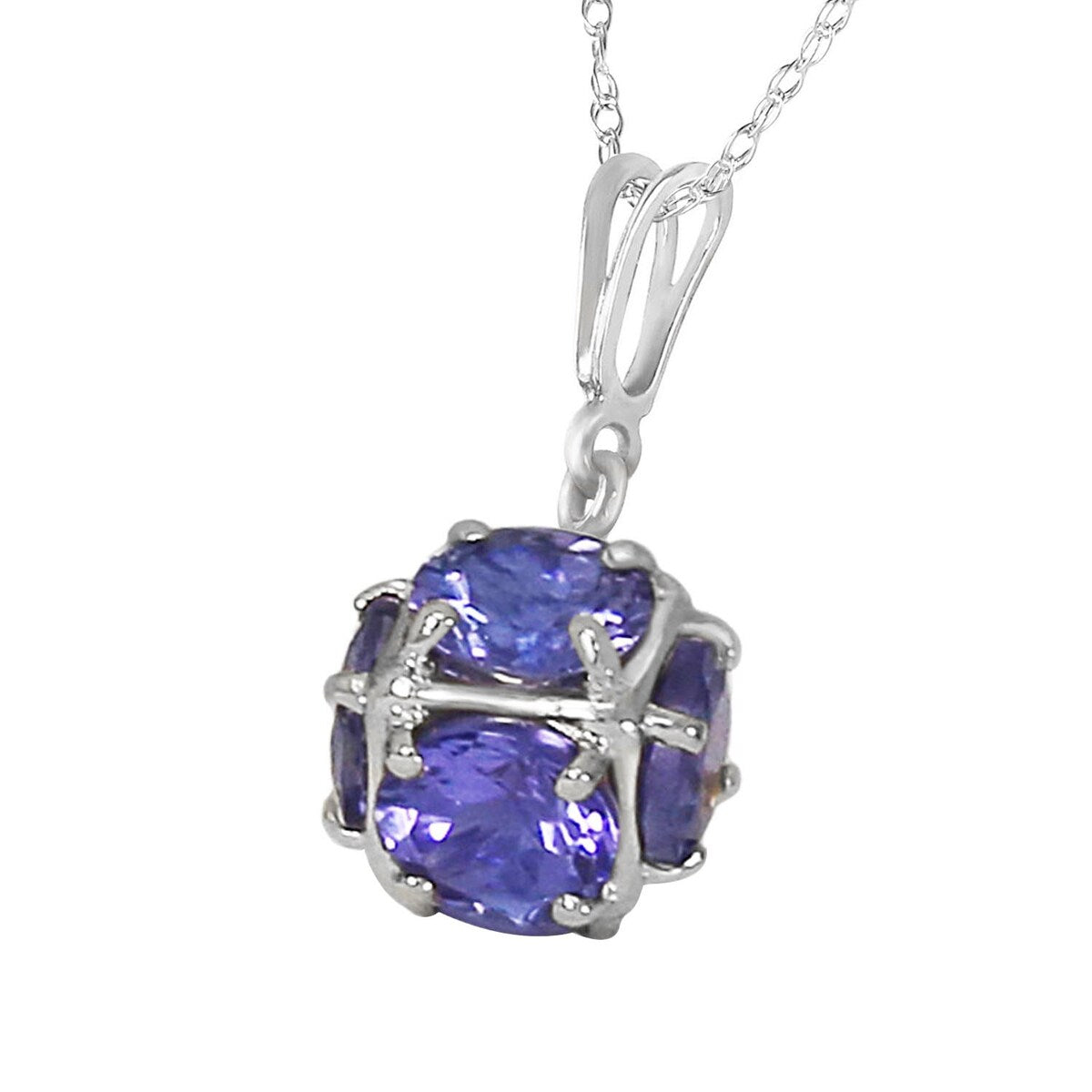 3.40 Carat 14K Solid Gold Natural Tanzanites Necklace Gemstone Series