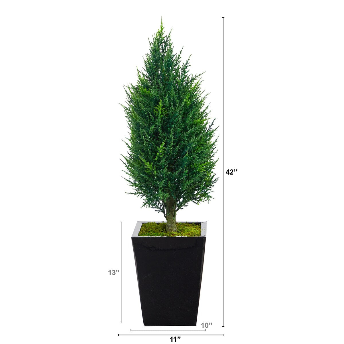 3.5' Cypress Tower Artificial Tree in Black Metal Planter - 15"