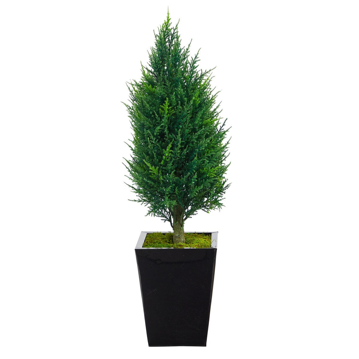 3.5' Cypress Tower Artificial Tree in Black Metal Planter - 15"