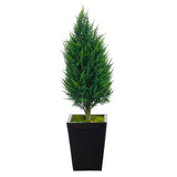 3.5' Cypress Tower Artificial Tree in Black Metal Planter - 15"