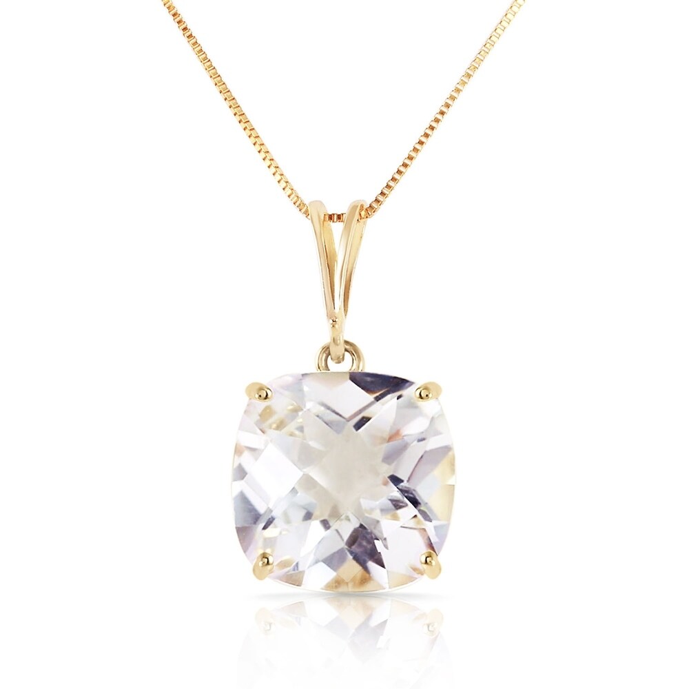3.6 Carat 14K Solid Gold Necklace Natural Checkerboard Cut White Topaz