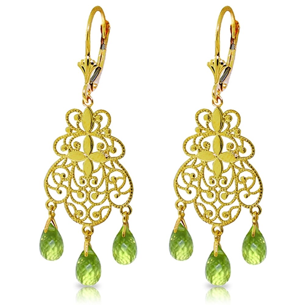 3.75 Carat 14K Solid Gold En Trend Peridot Earrings