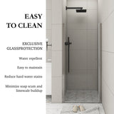 30/32/34/36 Inch Semi-Frameless Pivot Shower Door with Clear Tempered Glass