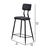 30 Inch Bar Height Chair, Padded Seating, Metal Legs, Black