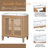 30 Inch Bathroom Vanity with Resin Sink, Freestangding Bathroom Vanity Set with Hidden Drawer, Storage Cabient for Bathroom