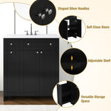 30-Inch Black Bathroom Vanity with Ceramic Sink Combo, Abundant Storage Cabinet