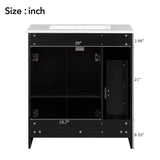30-Inch Black Bathroom Vanity with Ceramic Sink Combo, Abundant Storage Cabinet