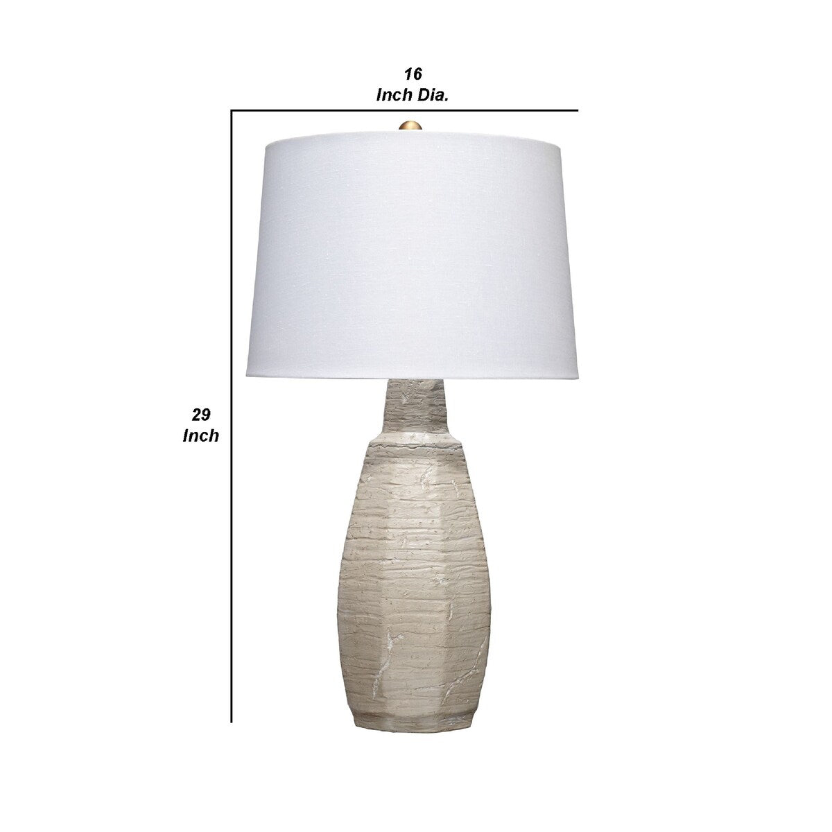 30 Inch Ceramic Table Lamp with Textured Design Base, White
