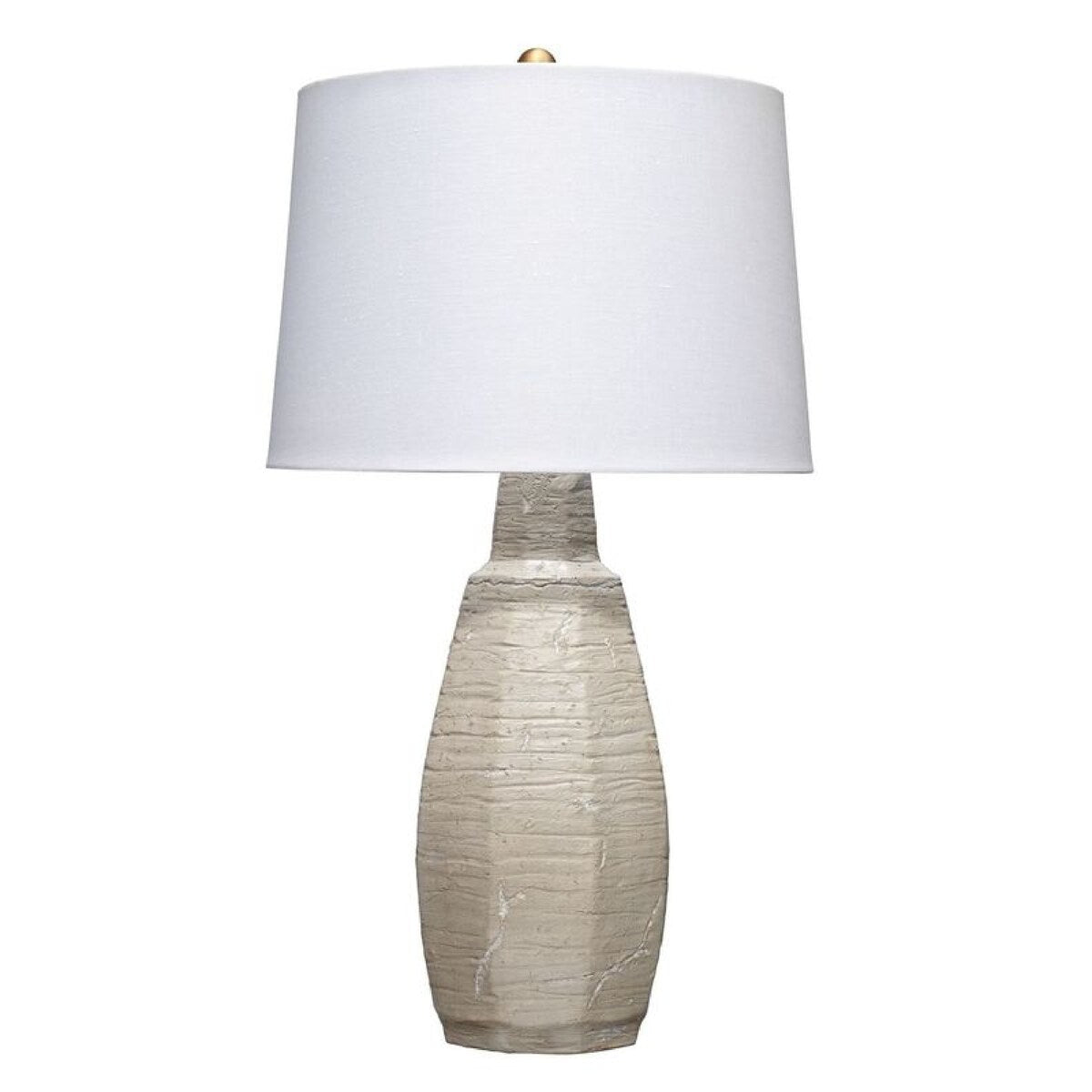 30 Inch Ceramic Table Lamp with Textured Design Base, White