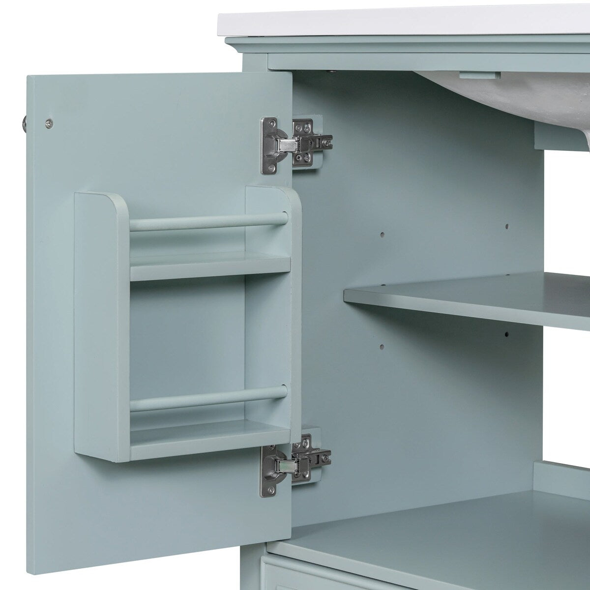 30 Inch Freestanding Bathroom Vanity Set in Green with Drawer and Ceramic Sink - 30" x 35" in.