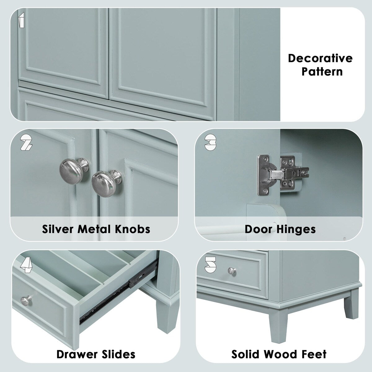 30 Inch Freestanding Bathroom Vanity Set in Green with Drawer and Ceramic Sink - 30" x 35" in.