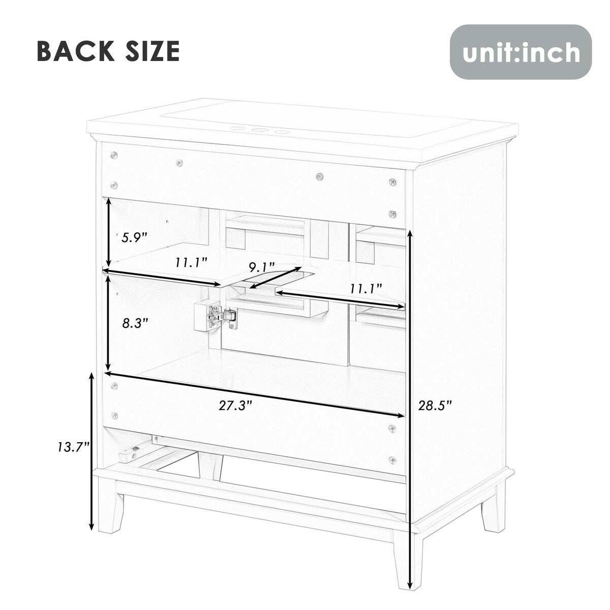 30 Inch Freestanding Bathroom Vanity Set in Green with Drawer and Ceramic Sink - 30" x 35" in.