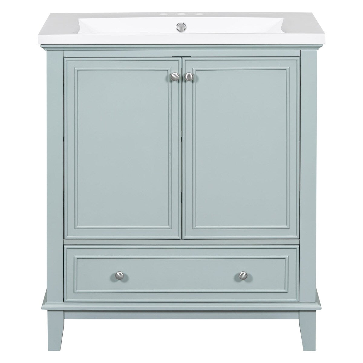 30 Inch Freestanding Bathroom Vanity Set in Green with Drawer and Ceramic Sink - 30" x 35" in.