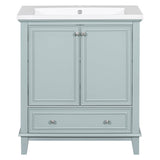 30 Inch Freestanding Bathroom Vanity Set in Green with Drawer and Ceramic Sink - 30" x 35" in.