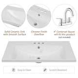 30 Inch Freestanding Bathroom Vanity Set in Green with Drawer and Ceramic Sink - 30" x 35" in.