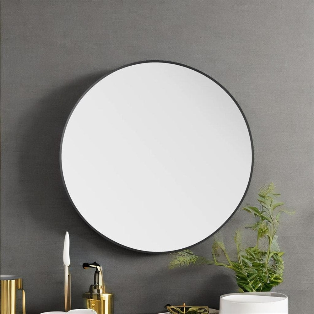 30 Inch Round Mirror - Black