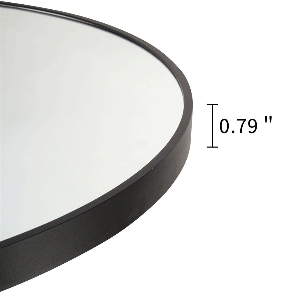 30 Inch Round Mirror - Black