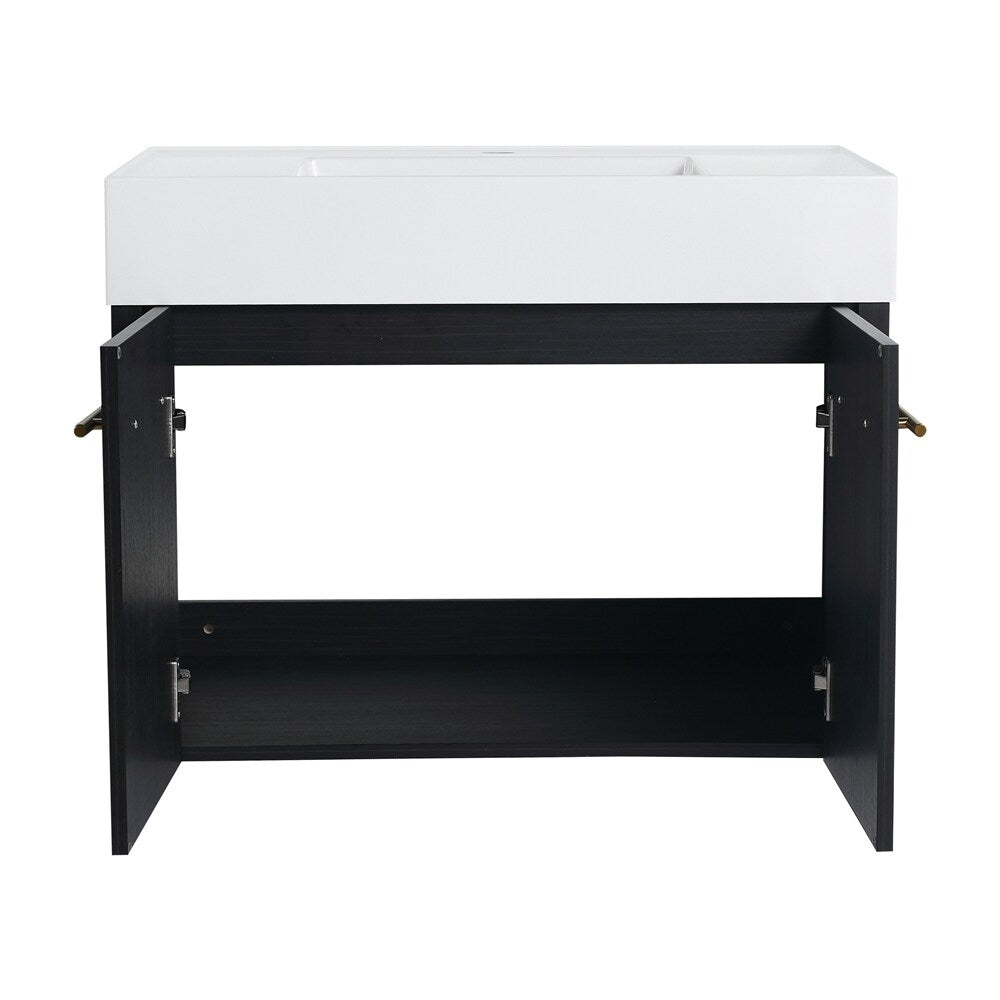 30 Inch Wall-Mounted Bathroom Vanity with Sink,Thick Edged Resin Basin