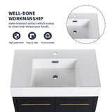 30 Inch Wall-Mounted Bathroom Vanity with Sink,Thick Edged Resin Basin