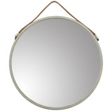 Metal 30-inch Round Mirror With Rope - White