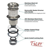 30" Ticor S5302 Bryce Series Graduated Basin Ledge 16-Gauge Stainless Steel Double Basin Zero Radius Curved Apron Sink